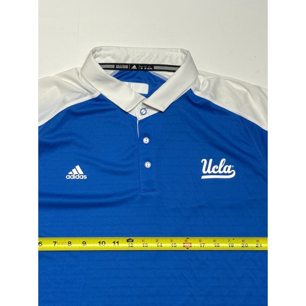 Adidas UCLA Bruins 2XL Mens Coaches Polo Shirt Blue White Short Sleeve Athletic